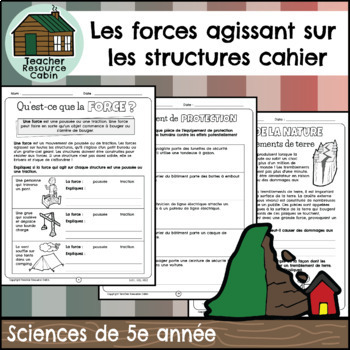 Preview of Les forces agissant sur les structures cahier (Grade 5 Ontario FRENCH Science)