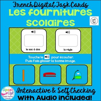 Preview of Fournitures scolaires | French School Object Boom Cards Audio | français