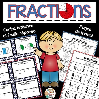 Preview of FRENCH Fractions Worksheets for Core French -  Les fractions en français - Math