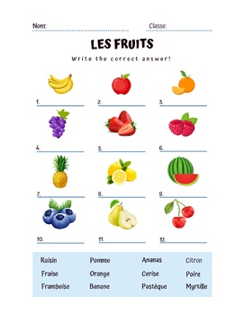 Preview of Les fruits