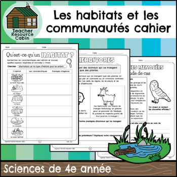 Preview of Les habitats et les communautés cahier (Grade 4 Ontario FRENCH Science)