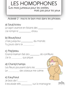 Les homophones (powerpoint + 2 activités) by Valise du prof | TpT