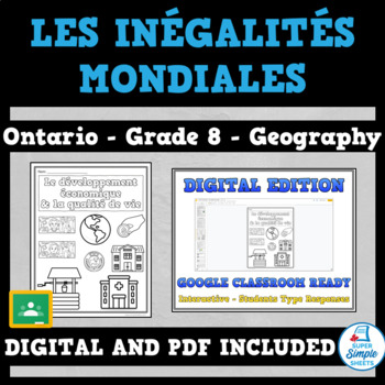 Preview of Les inégalités mondiales - Ontario Geography - Grade 8 FRENCH