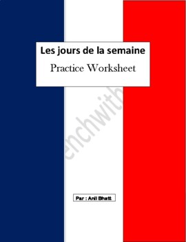 Preview of Les jours de la semaine  - Practice Worksheet