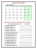 Les jours de la semaine,  worksheet in French, days of the