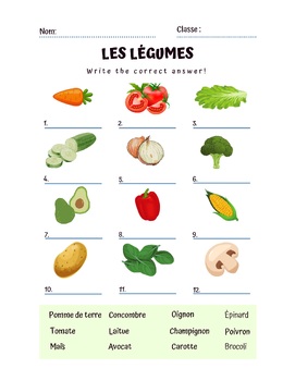 Preview of Les légumes