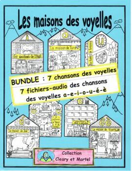 Preview of Les maisons des voyelles - BUNDLE - 7 Songs - French- Distance Learning-