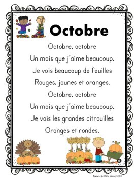 Les mois de l'année/months of the year FRENCH song/poem booklet | TPT