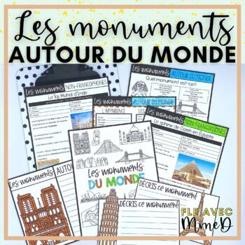 Preview of Novice Core French Unit Describing Monuments - IL Y A - C'est - Beginner French