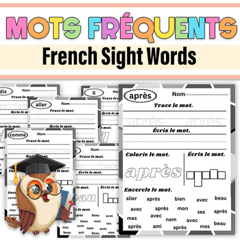 Preview of Les mots fréquents |Le mot du jour |French sight words practice word worksheets