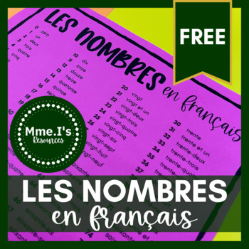 Preview of FREE French Numbers Cheat Sheet | Les nombres en français