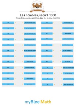 Les nombres jusqu'a 1000 - Relie les cases - CP à CE2 by myBlee Math France