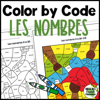Preview of Les numéros | Les nombres | Color by code French numbers 0-20