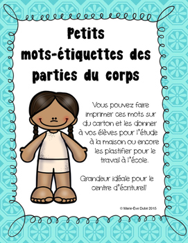 Preview of Les parties du corps - Mots-étiquettes