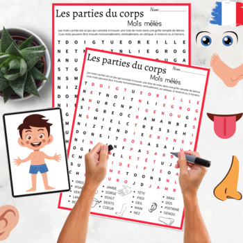 Preview of Les parties du corps Mots mêlés French Body Parts Vocabulary Activities.