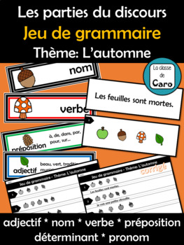 Preview of Les parties du discours - Jeu de grammaire - L’automne