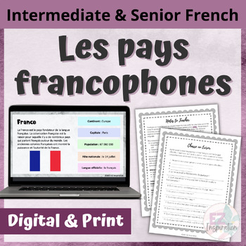 Preview of Les pays francophones - Francophone Countries | Google Slides™ or PPT