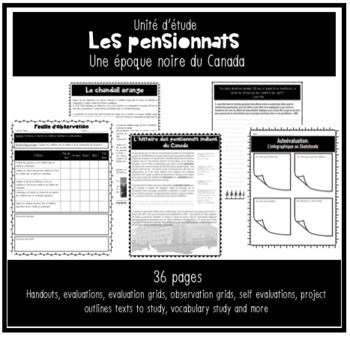 Preview of Les pensionnats (FRANCAIS) Social studies unit