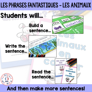 Phrases fantastiques - Les animaux (FRENCH Animal Pocket Chart Sentences)