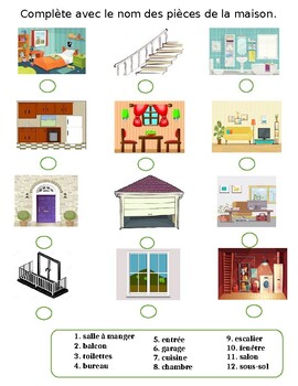 Preview of Les pièces de la maison ( French House) Worksheets.