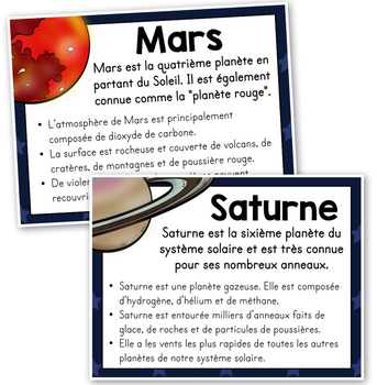 Les planètes, le soleil et la lune FRENCH affiches sur le système solaire  SPACE