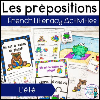 Preview of Les prépositions | French Summer Preposition Activities and Reader | L'été