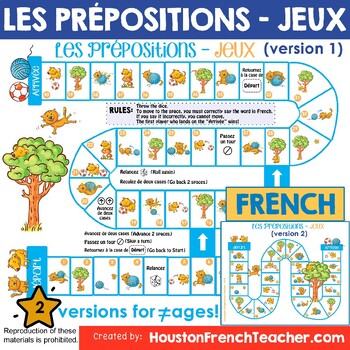 Les prépositions de lieu - French preposition Activities (Game Board 2