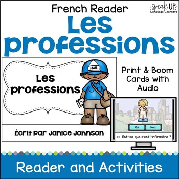Preview of French Community - les professions - les métiers Reader & Boom Cards w Audio