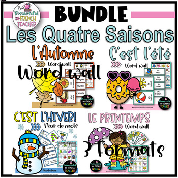 Preview of FRENCH Word Wall Bundle Les quatres saisons