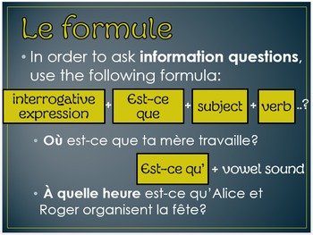 Les Questions How To Form Information Questions In French Tpt