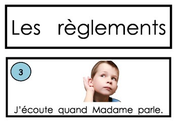 Preview of Les règlements (The Rules in French) Whole Brain Teaching style