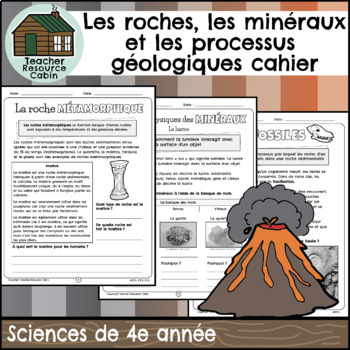 Preview of Les roches et les minéraux cahier (Grade 4 Ontario FRENCH Science)