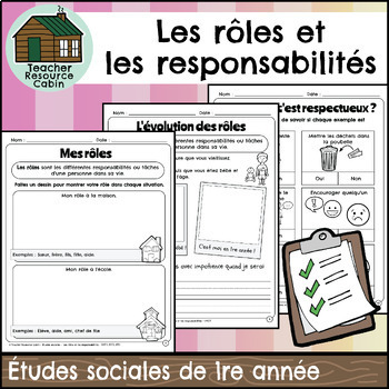 Preview of Les rôles et les responsabilités (Grade 1 FRENCH Social Studies)