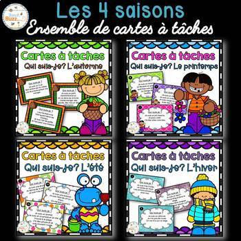 Preview of Les saisons - Ensemble de cartes à tâches - French Seasons Task Cards - Bundle