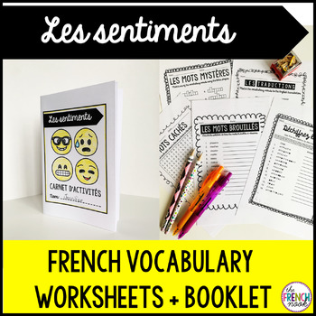 Preview of Les sentiments French emotions vocabulary activities