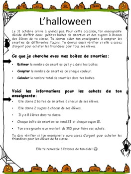 Preview of Les smarties de l'Halloween (2 année)