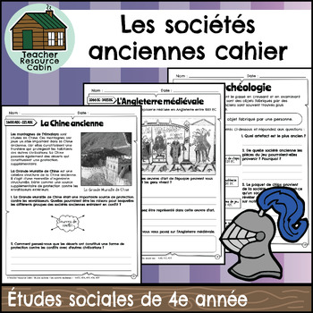 Preview of Les sociétés anciennes cahier (Grade 4 Ontario FRENCH Social Studies)