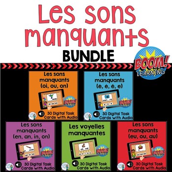Preview of Les sons manquants:  French Sounds Digital Task Cards Bundle - BOOM cards