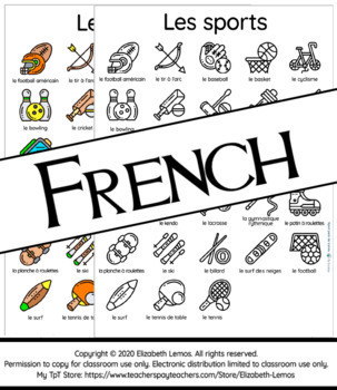 Preview of Les sports: Color and BW Flashcards  FREEBIE (FRENCH)