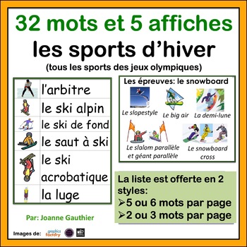 Preview of Les sports d’hiver: French Word Wall Winter Sports