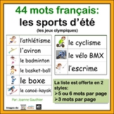 Les sports d'été - French Vocabulary Word Wall for Summer Games