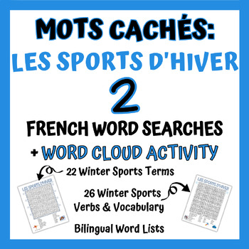 Preview of Mots cachés + Nuage de mots: Les Sports d'hiver + Les JEUX OLYMPIQUES D'HIVER