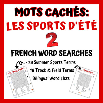 Preview of Les sports d'été - Mots cachés (Summer Sports French Word Search) - 2 versions