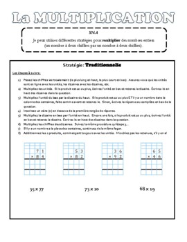 Preview of Les stratégies de multiplication (2 chiffres par 2 chiffres)