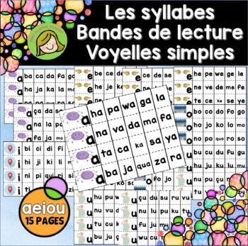 Preview of Les syllabes - Bandes de lecture - Les voyelles simples (French reading strips)