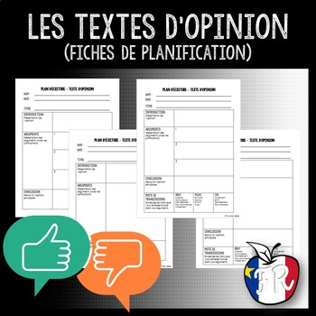 Preview of Les textes d'opinion - fiches de plannification