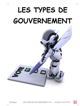 Preview of Les types de gouvernement, French Immersion, types of government (#51)