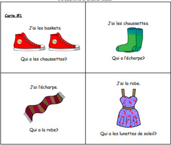 Les vêtements: J'ai...Qui a...? French Vocabulary Activity | TPT