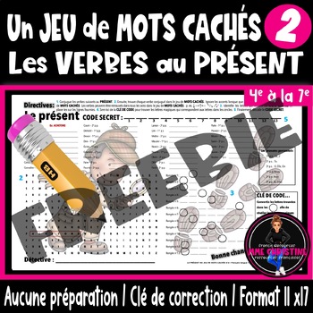Preview of Les verbes au présent 2 I Mots cachés I French Present Verbs Word Search