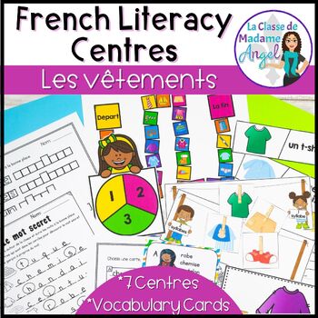 Preview of Les vêtements - French Clothing Themed Literacy Centres and Vocabulary Cards